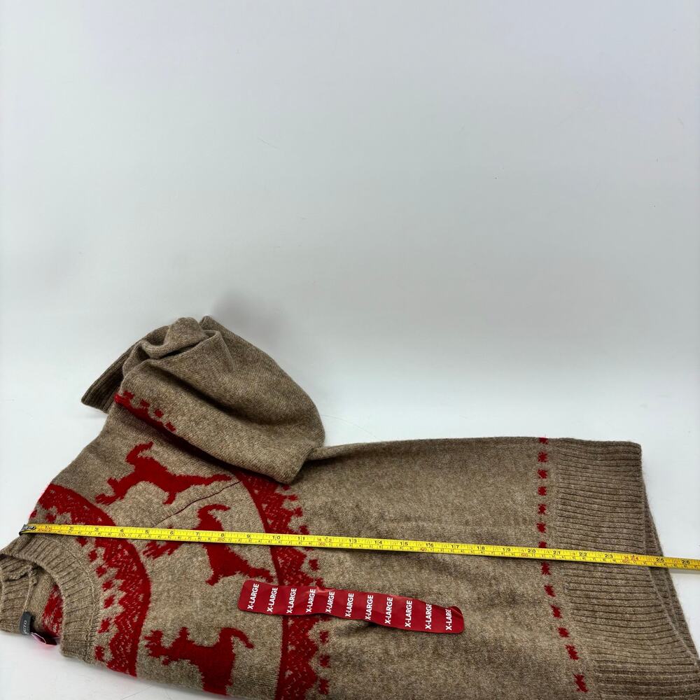Vince Camuto Size XL Women's Christmas Sweater Reindeer Tan Red - Picture 3 of 16